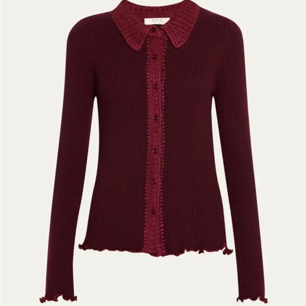 Sea New York Deep Burgundy Thermal Cardigan